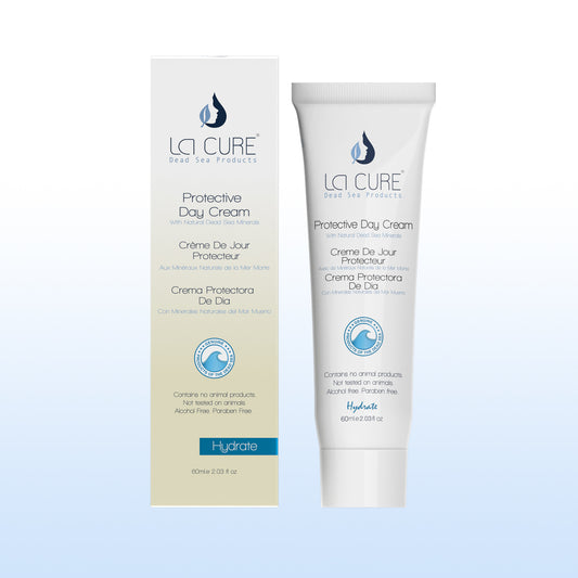 La Cure Protective Day Cream 60ml tube and box with Natural Dead Sea Minerals Jojoba Oil Aloe Vera and Vitamin E Alcohol Free Paraben Free